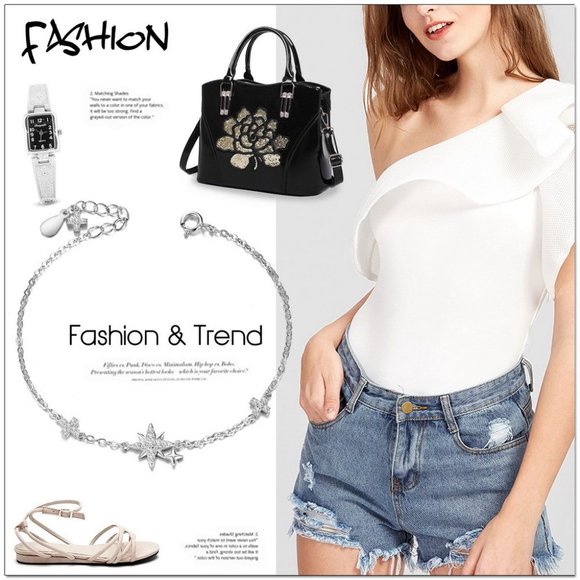 Stars & Cross Cubic Zirconia pave & 925 Sterling Silver Chain Bracelet extender - Picture 4 of 5